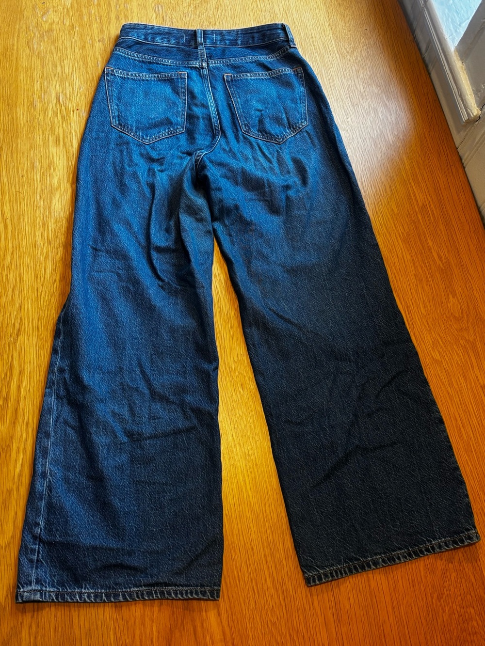 Abercrombie & Fitch Dark Blue High-Rise Wide-Leg Jeans Curve Love 25 S - Picture 5 of 6